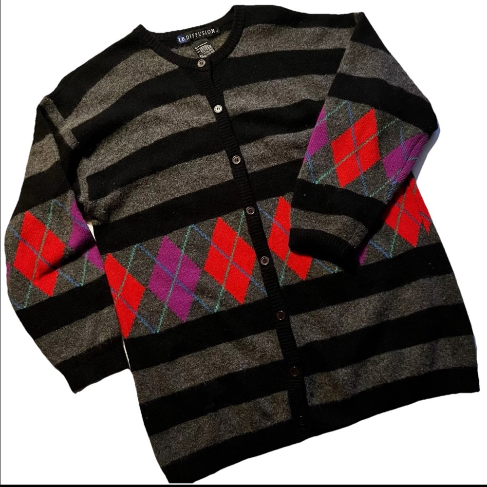 Vintage Lambswool Angora Cardigan Sweater Size Large
